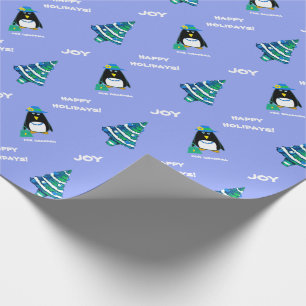 Oma zu Weihnachten. Fun Lady Penguin Geschenkpapier