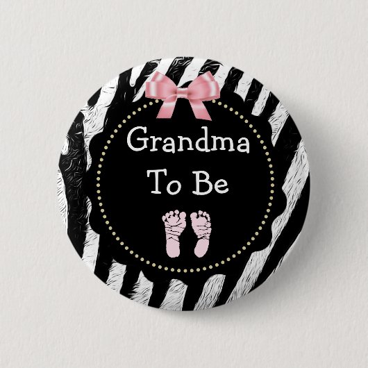 Oma zu Zebra Print Baby Shooter Button (Vorderseite)