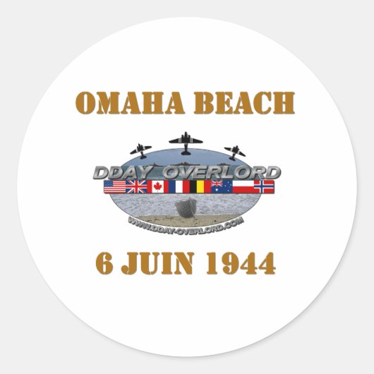 Omaha Beach 1944 Runder Aufkleber (Vorderseite)