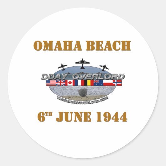 Omaha Beach 6th June 1944 Runder Aufkleber (Vorderseite)