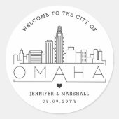 Omaha City Skyline | Begrüßung Runder Aufkleber (Vorderseite)