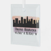 Omaha NE City Skyline Glasdekoration Ornament Aus Glas (Vorderseite links)