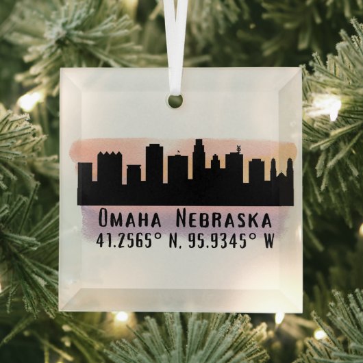 Omaha NE City Skyline Glasdekoration Ornament Aus Glas (Insitu)