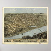 Omaha Nebraska 1868 Antike Panoramakarte Poster (Vorne)