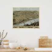 Omaha Nebraska 1868 Antike Panoramakarte Poster (Küche)