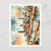 Omaha Nebraska Berühmte Sehenswürdigkeiten Aquarel Postkarte (Vorderseite)