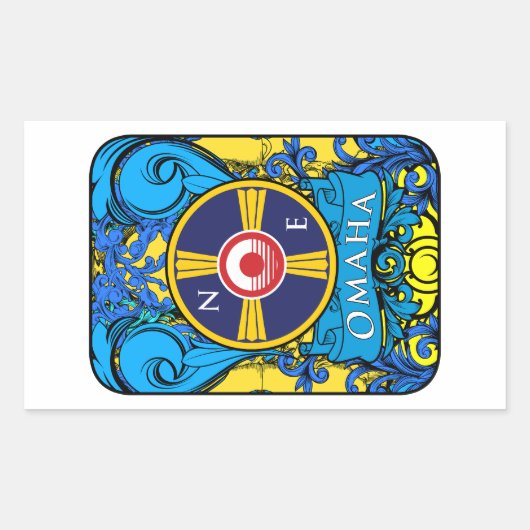 OMAHA NEBRASKA-LOGO RECHTECKIGER AUFKLEBER (Vorderseite)