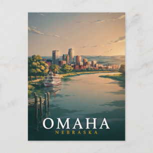 Omaha Nebraska Malerische Skyline Kunst Postkarte