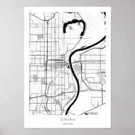 Omaha Nebraska Moderne Minimal einfache Stadtkarte Poster