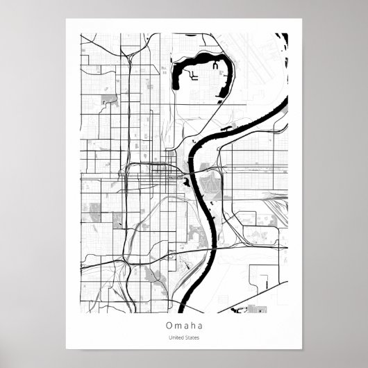 Omaha Nebraska Moderne Minimal einfache Stadtkarte Poster (Vorne)