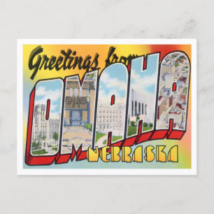 Omaha, Nebraska Postkarte mit großen Buchstaben