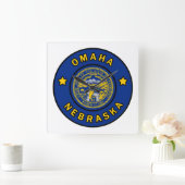 Omaha Nebraska Quadratische Wanduhr (Zuhause)