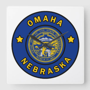 Omaha Nebraska Quadratische Wanduhr