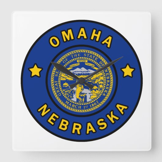 Omaha Nebraska Quadratische Wanduhr (Vorderseite)
