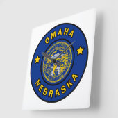 Omaha Nebraska Quadratische Wanduhr (Winkel)