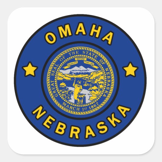 Omaha Nebraska Quadratischer Aufkleber (Vorderseite)