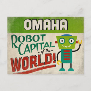 Omaha Nebraska Robot - Funny Vintag Postkarte