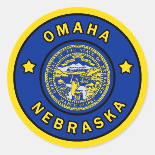 Omaha Nebraska Runder Aufkleber (Vorderseite)