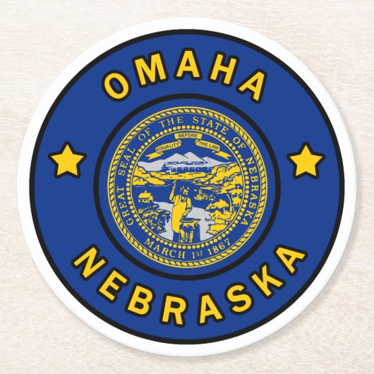 Omaha Nebraska Runder Pappuntersetzer (Vorderseite)