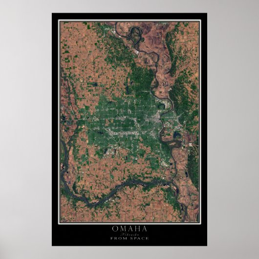 Omaha Nebraska Satellite Poster Karte (Vorne)