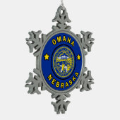 Omaha Nebraska Schneeflocken Zinn-Ornament (Links)