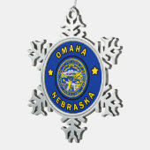 Omaha Nebraska Schneeflocken Zinn-Ornament (Rechts)