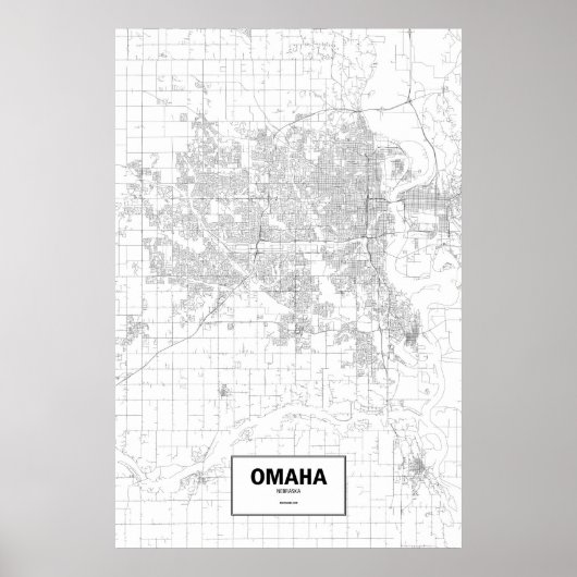 Omaha, Nebraska (schwarz auf weiß) Poster (Vorne)