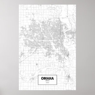 Omaha, Nebraska (Schwarzes auf Weiß) Poster