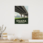 Omaha Nebraska Skyline unter einer großen Überführ Poster (Küche)
