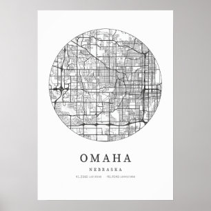 Omaha Nebraska Straßenkarte Poster