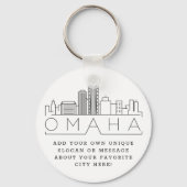 Omaha, Nebraska Stylized Skyline | Benutzerdefinie Schlüsselanhänger (Vorderseite)