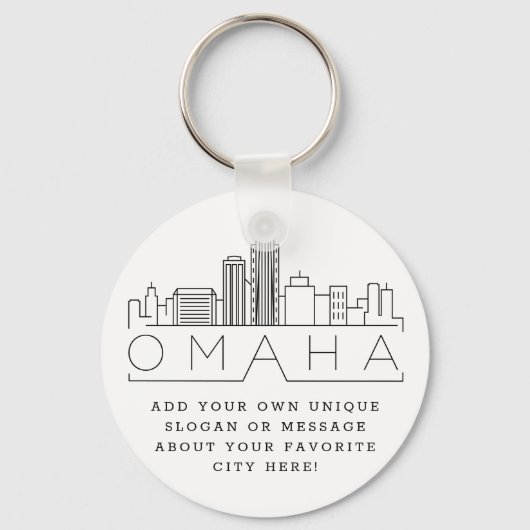 Omaha, Nebraska Stylized Skyline | Benutzerdefinie Schlüsselanhänger (Vorderseite)