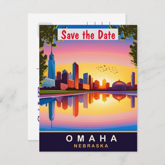 Omaha, Nebraska, Travel Postcard, Save The Date (Vorne/Hinten)