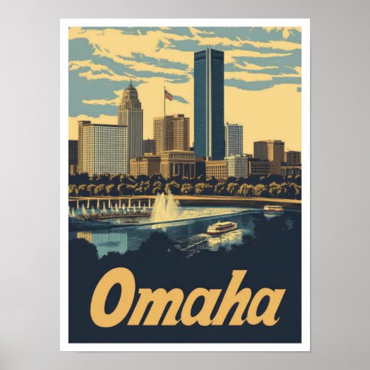 Omaha Nebraska USA Art Vintage Reise Illustration Poster (Vorne)