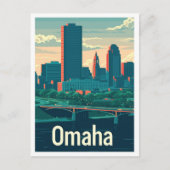 Omaha Nebraska USA Art Vintage Reise Illustration Postkarte (Vorderseite)