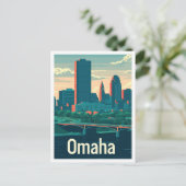 Omaha Nebraska USA Art Vintage Reise Illustration Postkarte (Stehend Vorderseite)