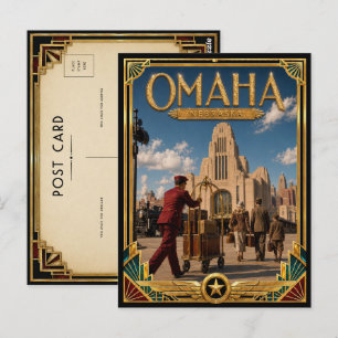 Omaha Nebraska Vintage Art Deco Goldenes Zeitalter Postkarte
