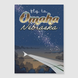 Omaha, Nebraska Vintage-Flugreiseplakat Magnetkarte
