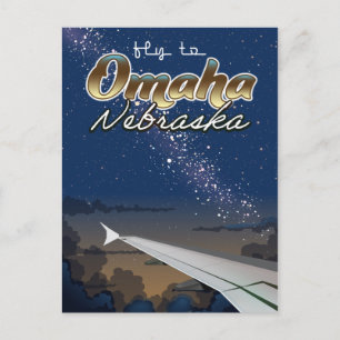 Omaha, Nebraska Vintage-Flugreiseplakat Postkarte