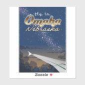 Omaha, Nebraska Vintages Flugplakat Aufkleber (Blatt)