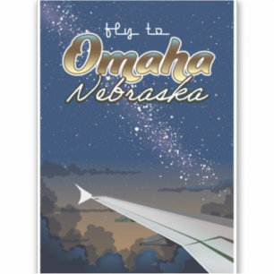 Omaha, Nebraska Vintages Flugplakat Aufkleber