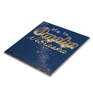 Omaha, Nebraska Vintages Flugplakat Fliese