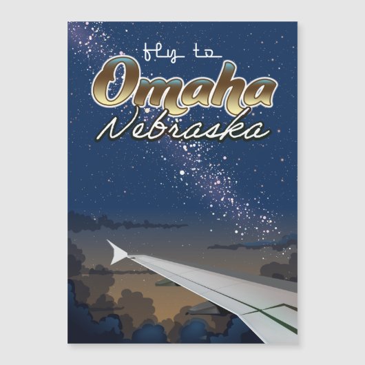 Omaha, Nebraska Vintages Flugplakat Magnetkarte (Vorderseite)
