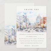 Omaha Nebraska Watercolor Landscape Wedding Dankeskarte (Vorne/Hinten)