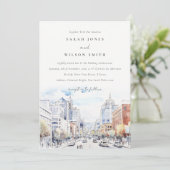 Omaha Nebraska Watercolor Landscape Wedding Einladung (Stehend Vorderseite)