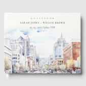 Omaha Nebraska Watercolor Landscape Wedding Gästebuch (Vorderseite)