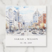 Omaha Nebraska Watercolor Landscape Wedding Geschenkanhänger (Vorderseite)