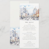 Omaha Nebraska Watercolor Landscape Wedding  Menu Einladung (Vorne/Hinten)