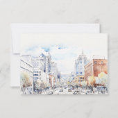 Omaha Nebraska Watercolor Landscape Wedding RSVP Karte (Rückseite)