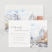 Omaha Nebraska Watercolor Landscape Wedding RSVP Karte (Vorne/Hinten)